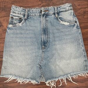 Distressed Denim Mini Skirt